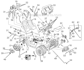 Part Location Diagram of B7659-2379 Power Wheels Roll Bar Support